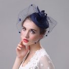 Rsslyn Navy Blue Fascinators for Women Polka Dot Mesh Derby Hat