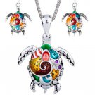 Rsslyn Turtle Jewelry Set for Women Multicolored Silver Turtle Divers Jewelry Sets