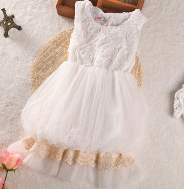 Rsslyn NOW SALE Off White Dress for Baby Girls Rose Dress White Sleeveless Dress