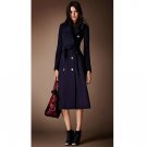 Rsslyn Slim Wool Trench Coats for Women Navy Blue Overcoat Warm Classic Wool Coats