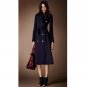 Rsslyn Slim Wool Trench Coats for Women Navy Blue Overcoat Warm Classic Wool Coats