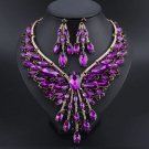 Rsslyn Purple Jewelries for Women Crystal Bridal Jewelry Sets Wedding Party Costume Accessory