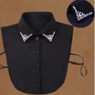 Rsslyn Fake Black Blouse Tuck In Under Sweater Fashion Black Tops for Women with Pins LMF24-211
