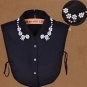 Rsslyn Fake Black Blouse Tuck In Under Sweater Fashion Black Tops for Women with Pins LMF24-211