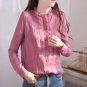 Rsslyn Fashion Mandarin Collared Linen Tops Pink Blouse for Women Pink Linen Tops for Women