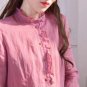 Rsslyn Fashion Mandarin Collared Linen Tops Pink Blouse for Women Pink Linen Tops for Women