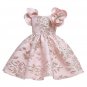 Rsslyn Baptism Pink Dress with Butterfly Sleeves Jacquard Dress Formal Wear for Baby Girls
