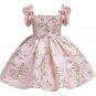 Rsslyn Spring Flower Girls Dresses Pink Dress for Baby Girls with Golden Trim
