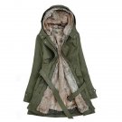 Rsslyn Green Parka for Army Soldiers Detachable Fur Lining Hooded Jackets for Women