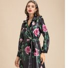 Rsslyn Elegant Black Leather Trench Coats for Women Lovely Black Overcoats