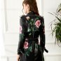Rsslyn Elegant Black Leather Trench Coats for Women Lovely Black Overcoats