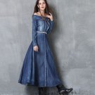 Rsslyn Fashion Off Shoulder Dress for Women Western Style Denim Dresses