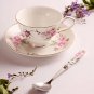 Rsslyn Happy Mothers Day Porcelain Tea Cup Set for Women Floral Pattern Bone China Saucer Spoon Set
