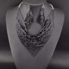 Rsslyn Timeless Fashion Black Collar and Earrings Beautiful Black Jewelry Set for Women