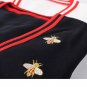 Timeless Fashion Golden Bees Patterned Sweater New V Black Cardigan for Women with Embroidered Bees