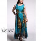 Rsslyn Plus Size 5XL Peacock Maxi Dress with Peacock Belt Green Dress Sleeveless Dress for Summer