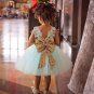 Rsslyn Girls Knee Length Dresses Mintgreen Dress Adjustable Golden Bow with Long Bowknot