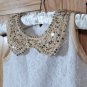 Free Shipping 2-4 Months White Dress for Newborn Sleeveless Christening Dress with Golden Collar