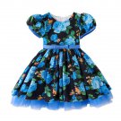 TF Blue Girls Dresses Blue Rose Rsslyn Printed Dress for Baby Girls Flower Girls Outfit Free Tiara