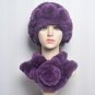 Real Fox Fur Luxury Winter Accessory Timeless Fashion Matching Set Blue Scarf and Blue Knitted Hats