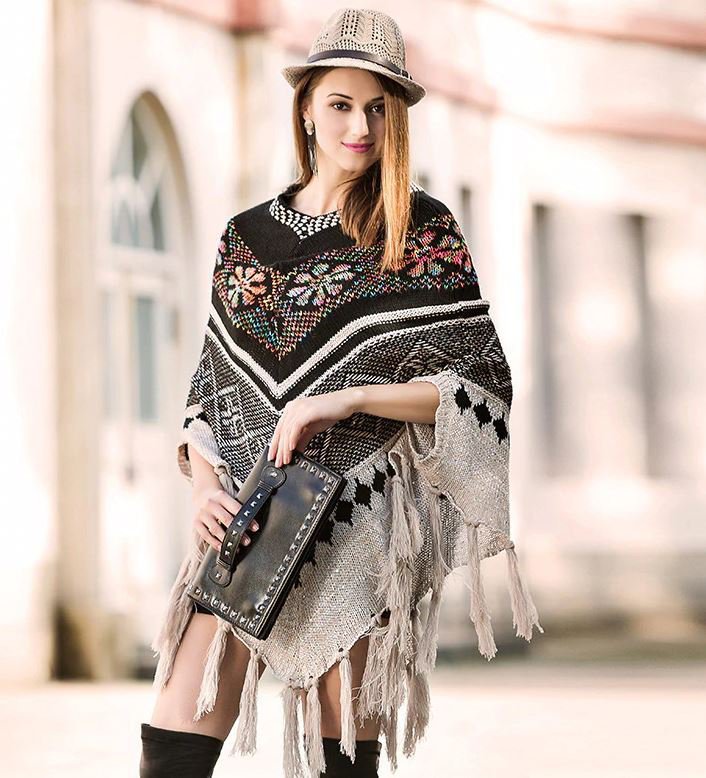 TF Black Shawls for Fall and Spring Triangle Shawls Winter Wool Timeless Fashion Wraps for Women