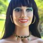 Rsslyn 3pcs/SET CC Black Leather Necklace with Black Brooch and Black Earrings