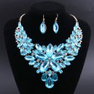 Timeless Fashion Princess Elsa Necklace Set Sky Blue Ice Kingdom Ice Skating Jewelry Set
