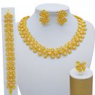 4pcs/SET Jewelry Set for Women Floral Dubai Gold Wide Chokers Ghana African Jewelries for The Bride