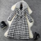 TF Detachable Collared Coats Long Overcoat Timeless Fashion Houndstooth Winter Coats for Women