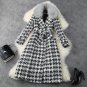 TF Detachable Collared Coats Long Overcoat Timeless Fashion Houndstooth Winter Coats for Women