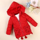 Rsslyn Boutique Red Parkas for Girls Hooded Butterfly Parka Princess Jackets Solid Down Parkas