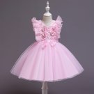 Rsslyn Fashion Pink Girls Dresses with Ruffled Sleeves Free Crown Princesses Dress 3t,4t,5t,6t,7-8YO