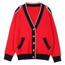 Fashion Sweaters for Women Red Cardigan for Women with Buckles with Black Trim
