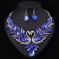 Rsslyn Purple Crystal Fashion Bridal Jewelry Sets Silver Color Swan Pendant Necklace