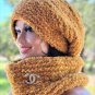 Rsslyn Winter Set Knitted Scarf and Slouchy Beanie for Women Faux Fur Wool