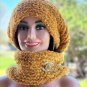 Rsslyn Winter Set Knitted Scarf and Slouchy Beanie for Women Faux Fur Wool