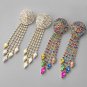 Rsslyn Ethnic Fashion Long Tassel Full Rhinestone Drop Earrings for Women Shiny Water Earrings