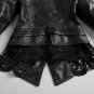 Rsslyn Black Leather Black Lacy Top for Women-Ruffled Coats for Women Lacy Leather Jacket