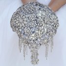 Rsslyn Pure Silver Bouquet for Bride Cascading Drop Bouquet Silver Brooch Bouquet Wedding Bouquets