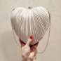Rsslyn Woman Heart-Shaped Evening Bag Pleated Satin Pure Color Heart Clutch Banquet Bags