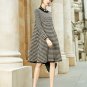 Rsslyn Plus Size Sweater Dresses for Checkered Women Black Bird Lattice Midi Dress Autumn Plaid