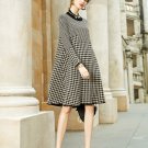 Rsslyn Plaid Dress Fashion Free Size Winter Dress for Women Plus Size Checkered Sweater Dresses