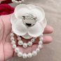Rsslyn Black Brooch Camelia Flower Pearls Jewelry For Women Shirt Collar Accessory Pins