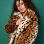 Rsslyn Winter Long Warm Thick Leopard Fluffy Faux Fur Coat Women Tiger Print Runway Coats