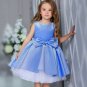 Rsslyn Blue Dress for Girls Formal Wear Kids Formal Prom Shiny Girls Dresses for Weddings Bow Mesh