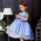Rsslyn Blue Dress for Girls Formal Wear Kids Formal Prom Shiny Girls Dresses for Weddings Bow Mesh