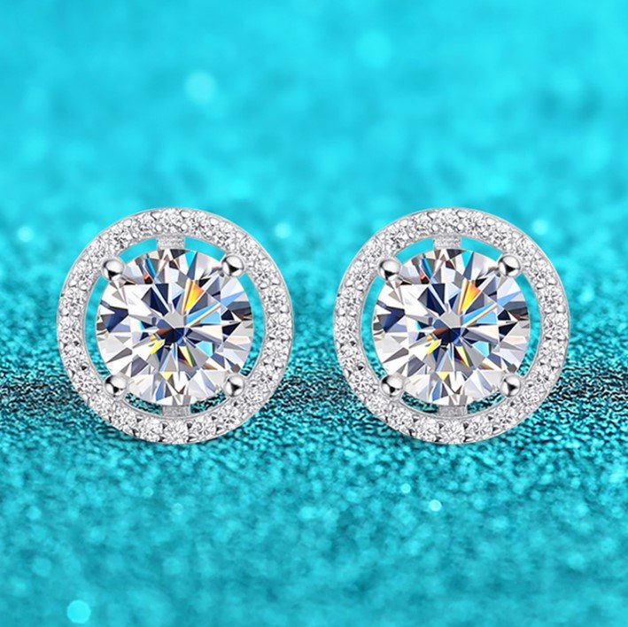 Rsslyn Lab Diamond 2CT All Moissanite Stud Earring for Women Colorless  Sparkling Ideal Earrings