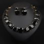 Rsslyn New Chokers with Earrings Blue Bohemian Geometric Red Crystal Bridal Wedding Jewelry Sets