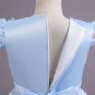 Rsslyn Beautiful Blue Dress with Short Sleeves Puffy Dress Patchwork Flowers and Butterflies