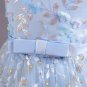 Rsslyn Beautiful Blue Dress with Short Sleeves Puffy Dress Patchwork Flowers and Butterflies